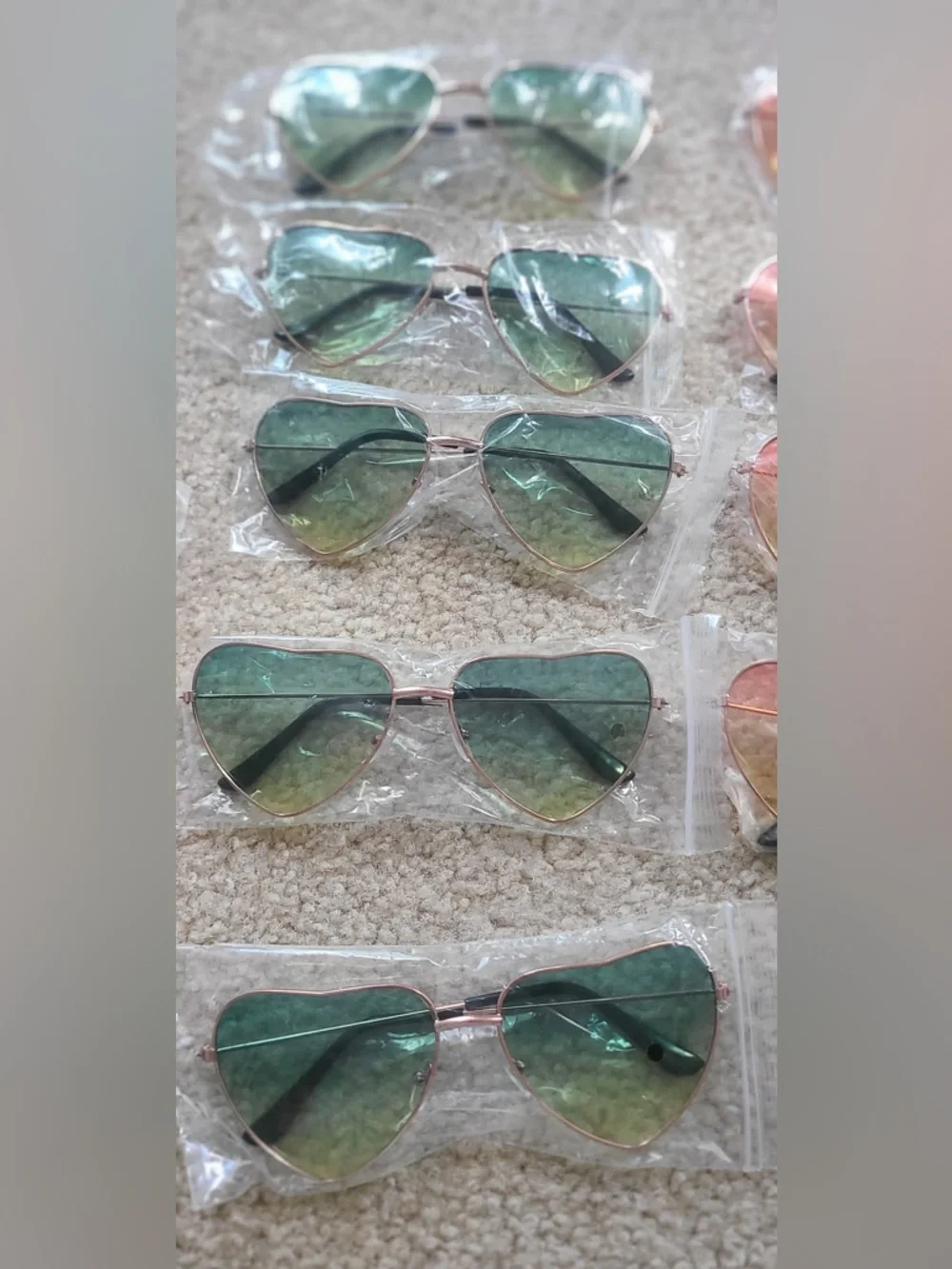 Assorted 24 Heart-Shaped Sunglasses - Pink, Green, Orange, Purple, Blue